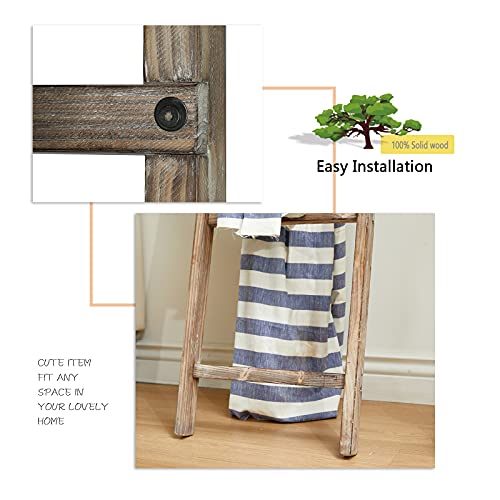 Fuin 6.3 Ft (76") Rustic Blanket Ladder Holder Farmhouse Wood Decorative Wall Leaning Quilt Towel Display Bathroom Rack, Light Brown #TOP3