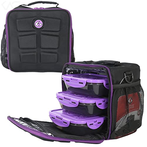 Innovator Cube 20Oz Model, Meal Prep Lunch Bag With 3 Bpa-Free, Reusable, Microwavable, Freezer Safe, Portion-Controlled Containers, Lunch Box With Storage Pockets #TOP17