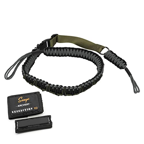 SUNYA Paracord Compound Bow Sling with V2 Upgraded Magnetic Connection System. Lightweight Hands Free Shoulder Carrying Sling for Bow Hunting, Field Archery and 3D (Atractaspis)