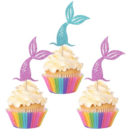 UXYOKM Mermaid Tails Cupcake Toppers