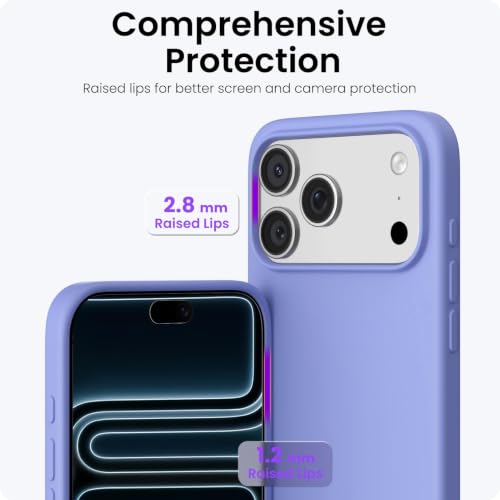 Image of ORNARTO Compatible with iPhone 17 Pro Max Case 6.9 inch, Slim Liquid Silicone 3 Layers Soft Gel Rubber Shockproof Protective Cover with Anti-Scratch Microfiber Lining-Ice Blue