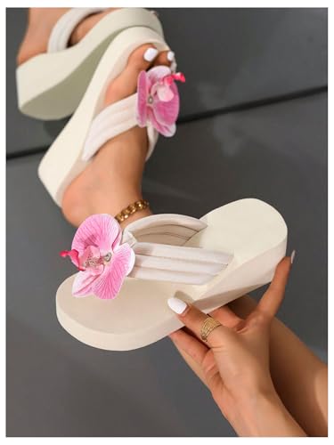 Verdusa Women's 3D Floral Platform Sandals Holiday Wedge Sandals Beach Flip Flops2