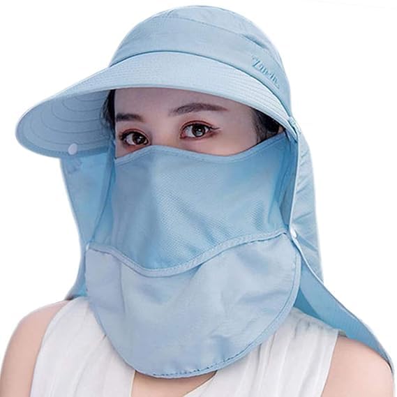 trexee Unisex Summer Hats with Detachable Flaps, Sun Hats for Women, Sun Protection Cap for Women, for Gardening, Beach, Boating, Fishing (Blue)-picture-10