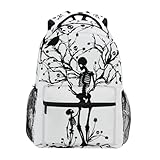 AUUXVA Backpack Black Day Of The Dead Skull Pattern Adults School Bag Casual College Bag Travel Zipper Bookbag Hiking Shoulder Daypack for Women Men