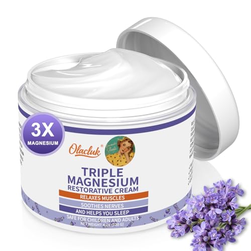 OLACLUK Magnesium Lotion for Sleep - Nighttime Magnesium Butter Cream for Feet & Leg Topical Sweet Sleep Body Butter - Relaxing Soothing for Kids & Adults 4 oz Lavender