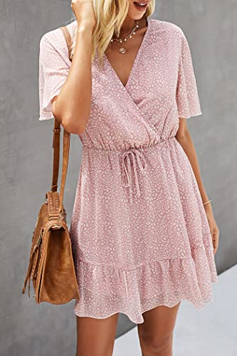 Sommerkleid Awemeal Damen Kurz Boho Strandkleid mit Gürtel