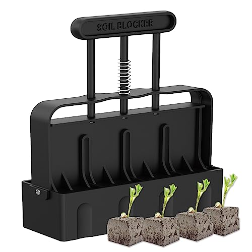 Soil Block Maker Hand Held 4 Cell Soil Blocker 2 Inch Blocking Tool For Seed Starting Transplant, Seed Blockers With Comfortable Handle For Outdoor Garden Seed Plants #TOP3