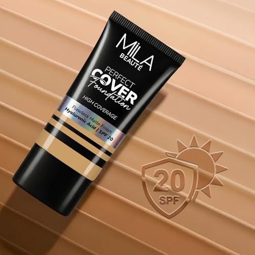 Image of Mila Beaute Perfect Cover Foundation with Hyaluronic Acid & SPF 20 | High Coverage & Flawless Matte Finish | Super Hydrating & Lightweight Formula | Suitable for All Skin Types - 7 Sand