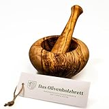 Mortero y Émbolo Forma Redonda de Madera de Olivo - 16cm