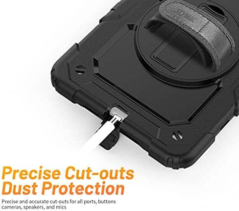 SEYMAC Case for iPad Mini 5, iPad Mini 4, Full Body Shockproof iPad Case with 360 Swivel Kickstand/Hand Strap, Adjustable Shoulder Strap, [Screen Protector] Pencil Holder for iPad Mini 5/4, Black
