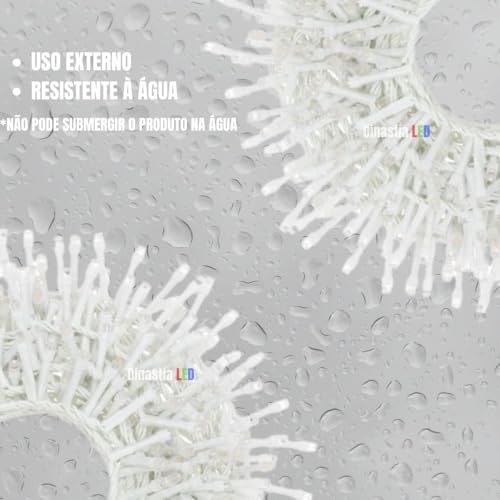 Cascata 10m Strobo 400 Led (320 Fixo 80 Estrobo) Uso Externo Conector M/f (Branco Quente - Strobo Fr