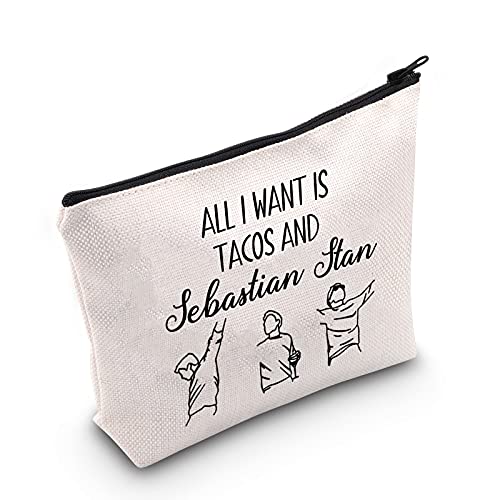 S Stan Fan Geschenk All I Want Is Tacos And S Stan Make-up Tasche Bucky Barnes Fan Geschenk Kosmetiktasche, S Stan White Bag Cover