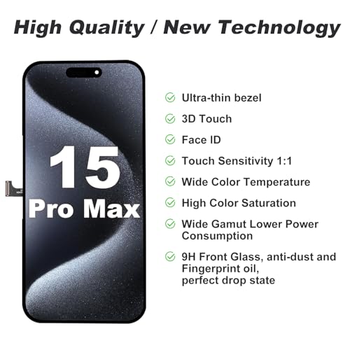 Écran LCD iPhone 15 Pro Max 6,7" tactile 3D Touch numériseur bloc complet et kit de démontage