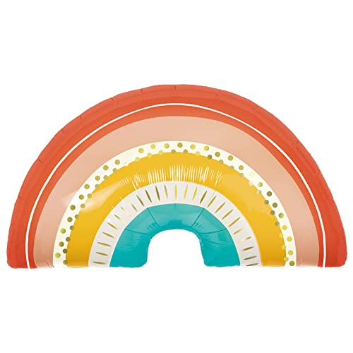 PARTYLOSOPHY Globo Foil en forma de Arcoíris de 94 x 60 cm con estilo Boho para decoración de Revelación del Genero, Baby Shower, Cumpleaños Infantiles, Bautizos, Comuniones.