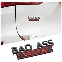 Bittwee Bad Ass Edition Emblem for Car, Auto Fender Bumper Hood Trunk Door 3D Badge Sticker Decal, Automotive Exterior Decoration Replacement Accessories, Compatible with Motorcycle SUV Black/Red