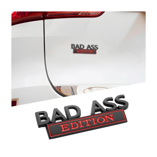 Bittwee Bad Ass Edition Emblem for Car, Auto Fender Bumper Hood Trunk Door 3D Badge Sticker Decal, Automotive Exterior Decoration Replacement Accessories, Compatible with Motorcycle SUV (Black/Red)