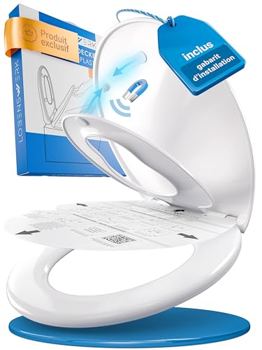 LOBENSWERK Abattant WC avec réducteur enfant [Montage facile] ovale antibactérien UV résistant | cuvette Siège toilette familial | lunette wc clipsable | incl. gabarit