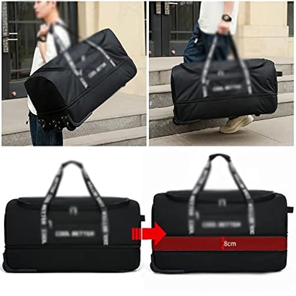 SZYAW ssxl Custodia rigida Bagagli Borsa da viaggio con ruote di grande capacità per gli uomini Zaino da viaggio Valigia da viaggio Borsa a mano resistente all'usura, Nero
