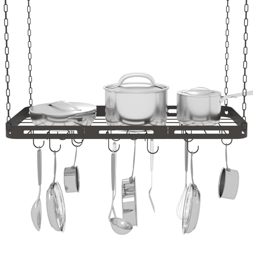 TICKCACY 33” Ceiling Pot Rack with Hooks