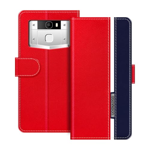 UOGNADGD Lederhülle Kompatibel mit Oukitel K10000 Pro Klappbares Portemonnaie-Hülle mit Magnetverschluss Ständer & Kartenfächern stoßfestem Schutz (Rot)