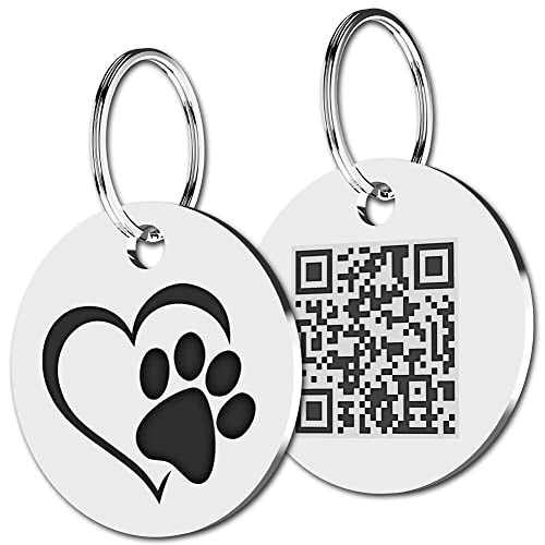 MYLUCKYTAG Stainless Steel QR Code Pet ID Tags Dog Tags - Pet Online Profile - Scan QR Receive Instant Pet Location…