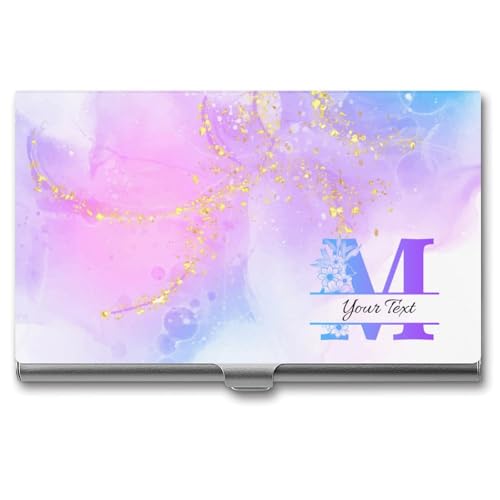 Custom Tie Dye Galaxy Business Card Holder, Personalized Business Card Case with Name Text Logo, Customized Slim Pocket Aluminum Name Card Case Organizer for Men Women
