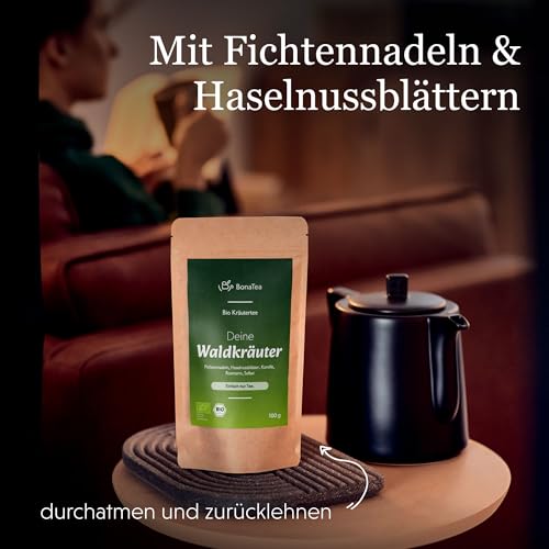 BIO Waldkräuter Tee mit Fichtennadeln, Haselnussblättern, Kamille und weiteren duftenden Waldkräutern - Loser Kräutertee 100g