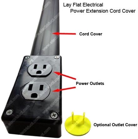 Electriduct Lay Flat Electrical Power Extension Cord Duplex Receptacle Cable Protector - 15 Feet - Beige