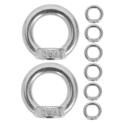 Zerodeko 8pcs 304 Stainless Steel M8 Threaded Eye Nut Marine Lifting Fastener Ring Hoisting Hardware for Boats Outdoor Industrial Use