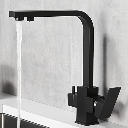 Robinet évier 3 voies cuisine noir mat avec raccordement filtre eau