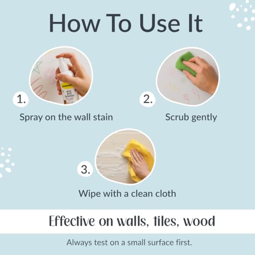 Image of Awenest Magic Eraser, Bye Bye Doodle Cleaning Spray Combo | Plant-Based Mark Remover for Crayon, Watercolor, Sketch Pen & Fresh Fabric Colors | For Smooth Painted Walls, Laminates & Tiles