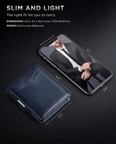 Slim Money Clip, Men's Wallet-Front Pocket Card Holder Bifold RFID Blocking (Black)4