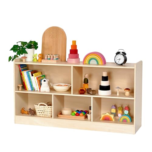 Leeshyah Wooden Toy Shelf for Kids, Montessori...