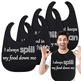 Zhanmai 4 Pcs Funny Large Adult Bibs Washable Waterproof Dining Clothing Protectors for Women Men Ea