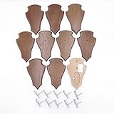 10 carteles de trofeos REH puntiagudos pequeños marrón AF 19 cm x 11 cm con 1 compartimento para la mandíbula y 10 unidades de grapas para los oídos.