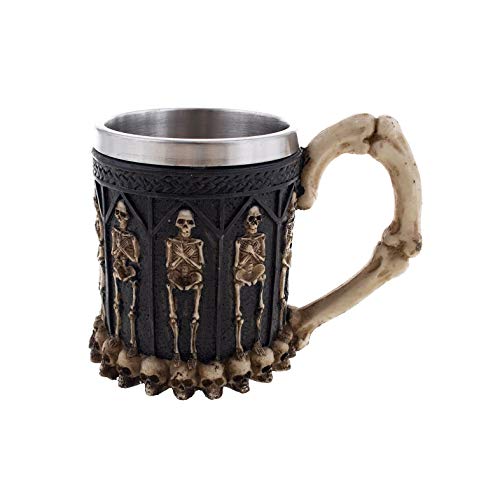 Fasent-Party® Mittelalter Halloween Mug - Edelstahl Kaffe Tasse Becher mit Skeletten Cover