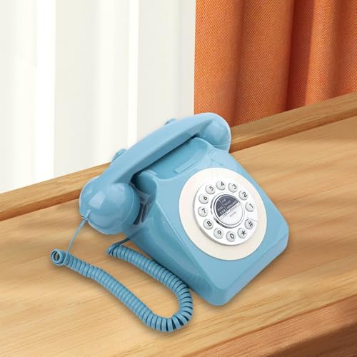 AsrMyjcx Telefone Fixo com Fio, Telefone Fixo com Discagem Rotativa, Presente, Tipo Retrô, Telefone
