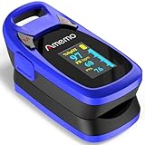 Fingertip Pulse Oximeter with Plethysmograph and Perfusion Index, include carrying case, Large OLED Digital Display Blood Oxygen Saturation Monitor Heart Rate Monitor (Blue)