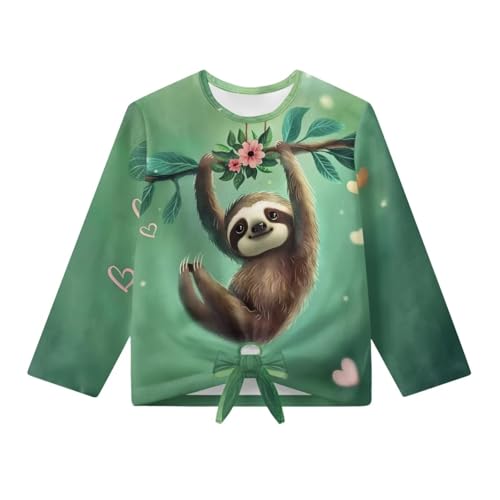 Cute Shirts for Girls Comfy Fall Tops Tie Knot Front Design Tees for Kids 5-124