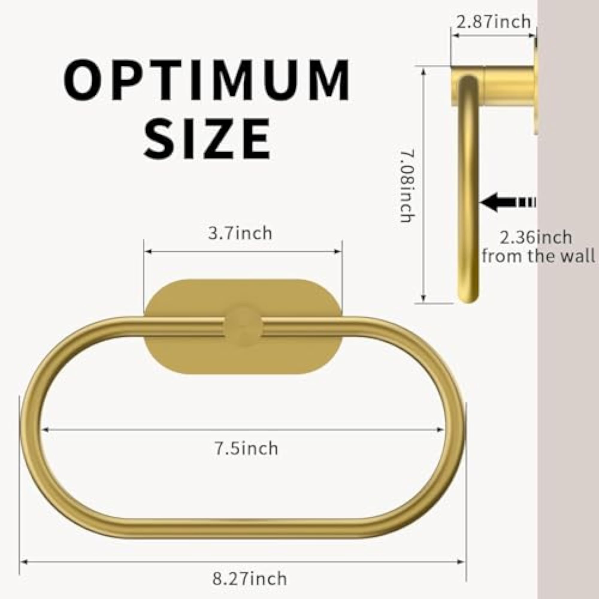 Self Adhesive Towel Holder for Bathroom, Gold Finish