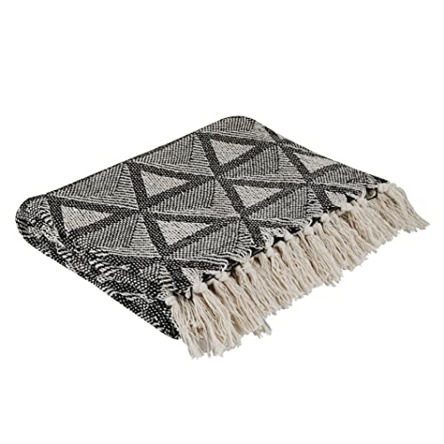 100% Cotton Throw Blanket 50X60 - Lightweight Geometric Daimond Throw Blanket Pattern - Soft Throw Blanket For Farmhouse Couch Bed Chair Indoor Outdoor Use Camping Bbq's Beaches Everyday Blanket #TOP6
