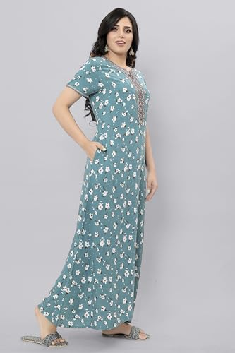 Image of Evolove Women's Viscose Liva Long Maxi Night Gown Nighty Dress with Pocket, Super Soft Comfortable (LNG-Rayon)