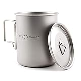 Core Element 100% Titanium Outdoor Ultralight Portable Cooking Pot/Mug Open Campfire Cookware for Camping and Backpacking (450ml)