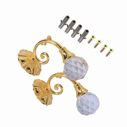 Keenso Soportes de cortina de cristal de metal vintage, paquete de 2 alzapaños para decoración elegante del hogar, 4 colores para sala de estar (dorado)
