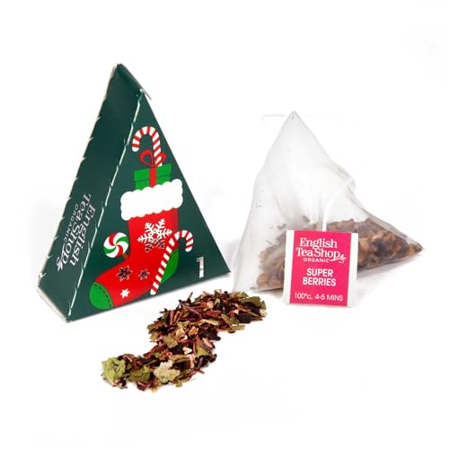 ETS - BIO Teebuch Tee Adventskalender, 24 x Chai, Früchtetee, Kräutertee & Highlights | Großer Buch-Adventskalender mit kompostierbaren Pyramidenbeutel