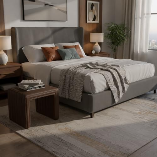 Image of HomePop 19 inch Modern Channel Tufted Ottoman - Brown Faux Leather