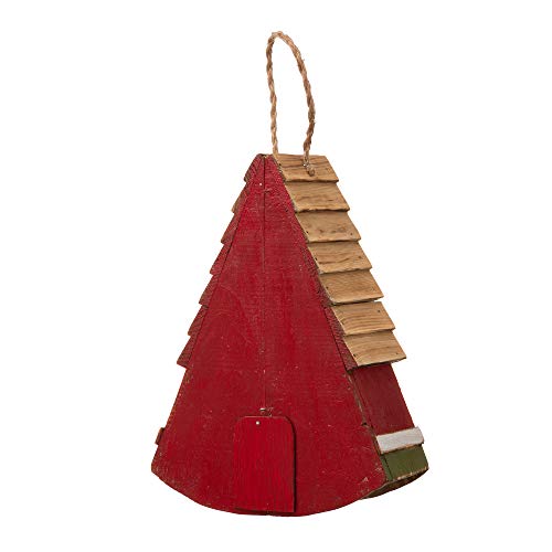 Glitzhome 11" H Hanging Birdhouse Distressed Wooden Decorative Garden Watermelon Bird House For Outside #TOP15