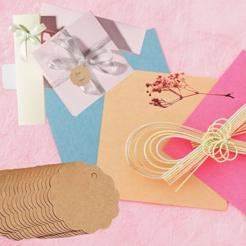 Image of CVANU Brown Kraft Paper Hanging Circle Shaped Tags (300pcs) with Jute Twine for Wedding| Write Blessings| Thanksgiving| Gift Decor (2.3inch X2.4inch)