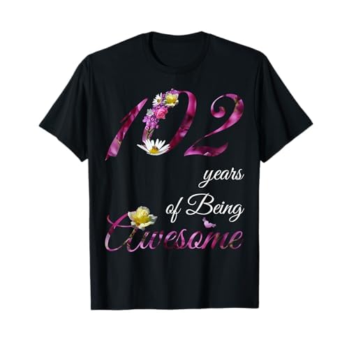 Camisa de 102 años impresionante floral 1921 regalo de cumpleaños 102 Camiseta