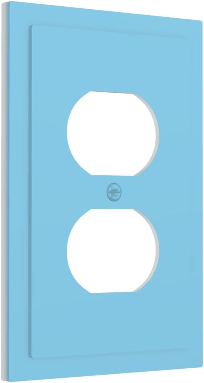 Outlet Covers Sky Blue 1 Gang Duplex Light Switch Cover Plate Decorative Wall Plates Socket Cover Electrical Switchplate Receptacle for Bathroom Bedroom Home Decor image 2